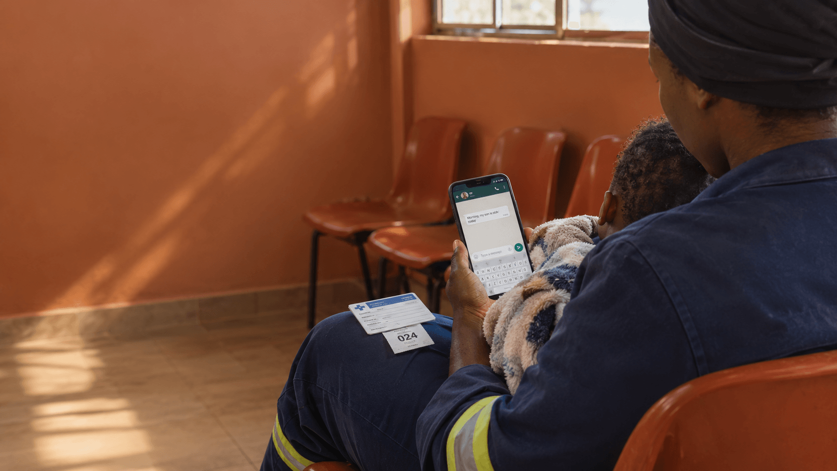 Family responsibility leave South Africa: a parent in a clinic waiting room with a sick child, phoning work about BCEA section 27 leave