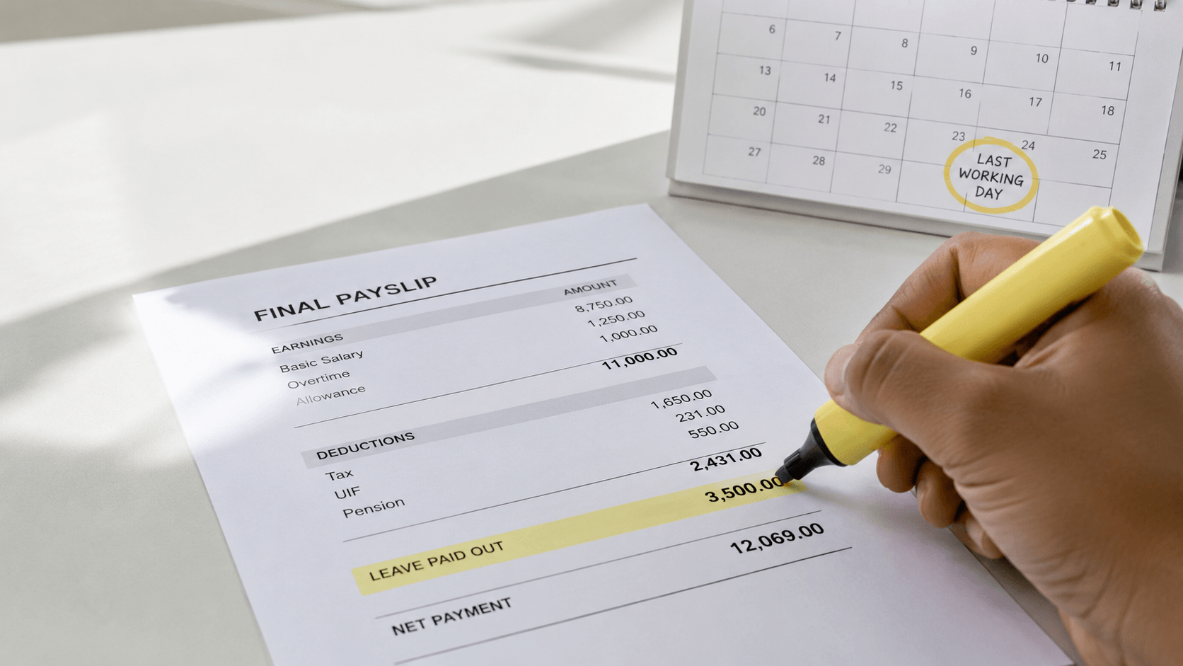 Leave payout calculator South Africa BCEA Section 21 accrued untaken annual leave daily rate